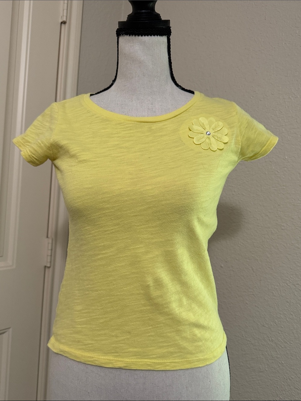 Carter's Bright Yellow Short Sleeve Floral Accent Tee